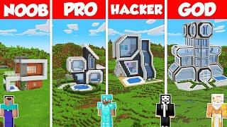 Futuristic House Build Battle Challenge - Noob vs Pro vs Hacker vs God - Minecraft Animation