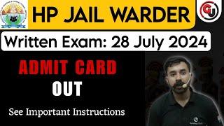 HP Jail Warder Exam 2024 - Admit Card Out