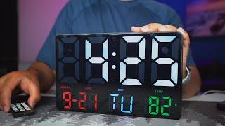 Large LED Digital Wall Clock - Date and Temperature