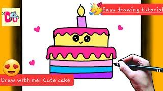 BIRTHDAY CAKE drawing tutorial || DU ARTS PRO