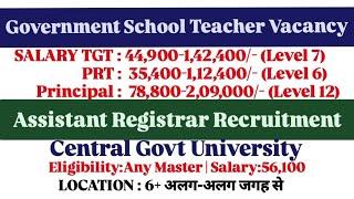 Permanent Government School Teacher Vacancy | Salary 78800 | Government Assistant Registrar Vacancy