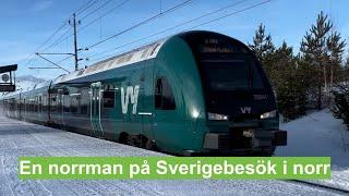 En norrman på Sverigebesök i norr - Norske tog BM75 provkörs längs Botniabanan