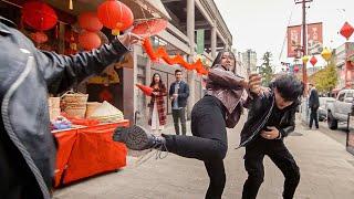 Kung Fu 1x01 Nicky vs Bandits. Street fight scene