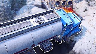 MY TRUCK FLIPPED IN THE SNOW! - SnowRunner Multiplayer Gameplay