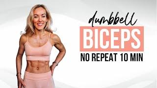 10 Min Biceps Workout at Home with Dumbbells | No Repeat