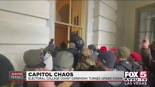 Electoral college count ceremony disrupted by violent protest