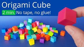 2 Minute Easy Origami Cube Tutorial  Paper Cube Craft to Make Minecraft Blocks or Lego Bricks