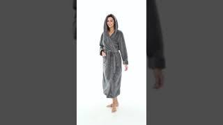 Women's Robe, Plush Fleece Long Hooded Bathrobe for Winter #shorts