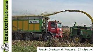 Mit Joskin im Mais - Drakkar auf LKW und 3-Achser Silo-Space - corn chopping, Maishäckseln