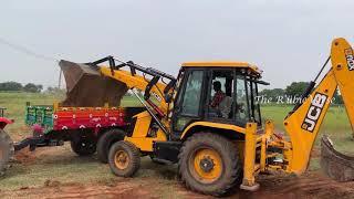JCB Loading Sand to Tractor and Tractor Unloading Sand | The RubieVerse,