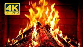  Cozy Fireplace 4K (12 HOURS). Fireplace with Crackling Fire Sounds. Fireplace Burning 4K