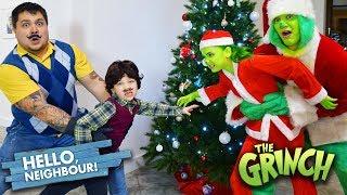 Children Grinch and Hello Neighbor! Who will win?! Grinch vs Hello neighbor in real life!