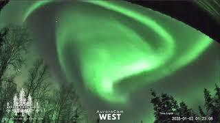 Aurora Activity from the Night Beginning January 1, 2025 - Aurora Ridge Cabin, Fairbanks, Alaska