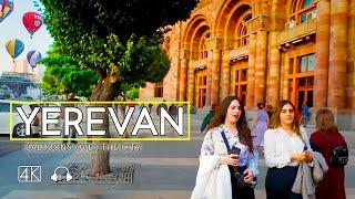 Walking Tour in Yerevan, Armenia, Balloons over the city, October 14, 2023, 4K 60fps