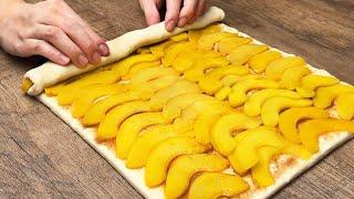 A famous and quick dessert made with puff pastry and peaches that will surprise your family