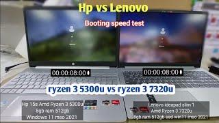 Booting Speed test | Hp vs lenovo | which is better | ryzen 3 5300u vs ryzen 3 7320u | amd vs intel