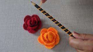 Amazing Hand Embroidery flower design trick with pencil | Hand Embroidery: Rose flower design idea