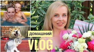 Домашний VLOG: ОТПУСК ДОМА, ПОКУПКИ, мои ЖИВОТНЫЕ,  ЦВЕТЫ. Строим БЕСЕДКУ.  Пирог БЕЗ сахара