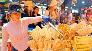 So Popular! Fried Cake, Crispy Shrimp, Banana Fritter, Meatball, & More - Cambodian Street Food