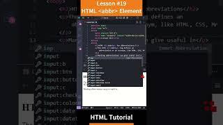 HTML Tutorial - Lesson 19: HTML abbr element  #html #html5tutorial #html5 #html5course