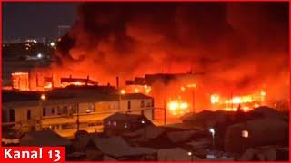 Strong overnight fire in Russia’s Novosibirsk city