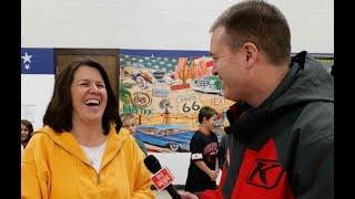 Beloved school secretary is surprised in the lunch room for Feel Good Friday