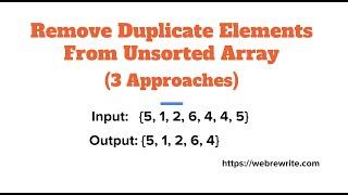 Remove Duplicate Elements from Unsorted Array - Java Code