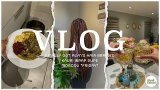 Vlog 36: Finally got braids, Kauai wrap dupe & cooked a hearty meal for friends