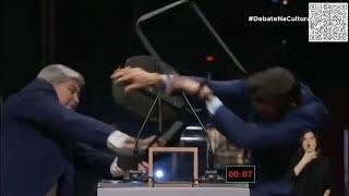 Datena attacks Pablo Marçal with a chair during a debate in São Paulo