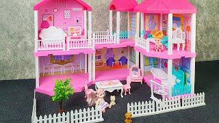 9 Minutes Satisfying with Unboxing Cute Pink Barbie Doll House Play Set ASMR