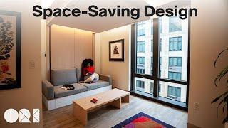 Boston studio apartment EXPANDS with space-saving design...