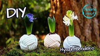 Frühlingsdeko selber machen - Dekoidee Frühjahr - DIY Hyazinthen Deko - Affenfaust knoten