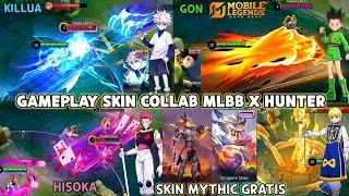 INI DIA GAMEPLAY SKIN COLLAB MLBB X HUNTER X HUNTER, GON DYRROTH, KILLUA HARITH, SKIN MYTHIC GRATIS