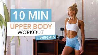 10 MIN UPPER BODY + WEIGHTS - Alternative: Big Bottles / for back, chest, arms & shoulders