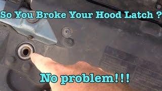 How to open stuck jammed hood from broken cable BMW e36 BEST WAY in under 30 seconds !!!