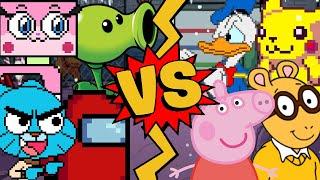 M.U.G.E.N Battles | Gumball/Unikitty/Peashooter/Crewmate vs Arthur/Donald Duck/Peppa Pig/Pikachu