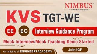 KVS TGT WE Interview Most Expected Questions | EE/EC | KVS TGT-WE Mock Started Join IGP With NIMBUS