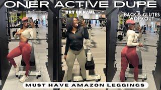 MUST HAVE AMAZON LEGGINGS | $30 oner active dupe review + try on | Glutes & Back workout