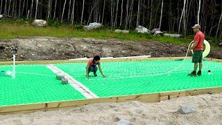 Installing PEX Pipe for InFloor RADIANT HEAT at Our OFF-GRID Tiny HOUSE in the WOODS