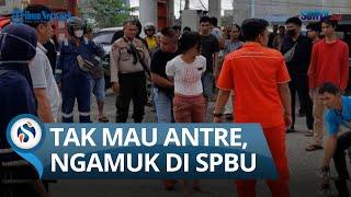 POLISI & PETUGAS SPBU DILAWAN, Seorang Wanita Muda Mengamuk di SPBU, Tak Mau Antre