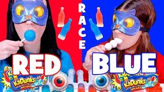 ASMR Blue VS Red Candy Race Challenge With Closed Eyes Mukbang