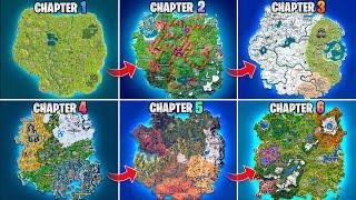 Evolution of Fortnite Map (Chapter 1 Season 1 - Chapter 6 Season 1)