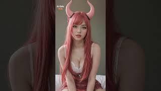 Zero Two | Hot Ai Cosplay Lookbook Girl | 4K | Ai Girls Hub #shorts #ai #aigirl #cosplay #hot #girl