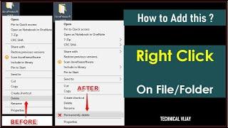 How to enable Permanent Delete option in Right click Context Menu  in Windows 10 | Technical Vijay