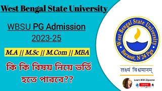 West Bengal State University || PG Admission Academic Session 2023-2025 || Additional Course MBA
