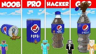 PEPSI COLA BASE HOUSE BUILD CHALLENGE - Minecraft Battle: NOOB vs PRO vs HACKER vs GOD / Animation