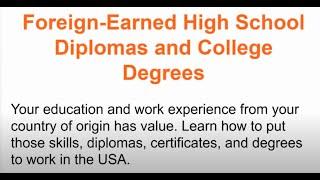 Using Your Foreign Degree in the United States - ENGLILSH VERSION