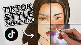 ONE drawing in FOUR different art styles  TIKTOK ART STYLE CHALLENGE | Natalia Madej