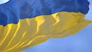 Waving flag and National Anthem of Ukraine, "Ще не вмерла України і слава, і воля"