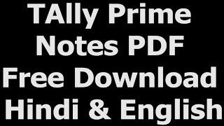 Tally Prime Notes PDF Free Download Hindi & English